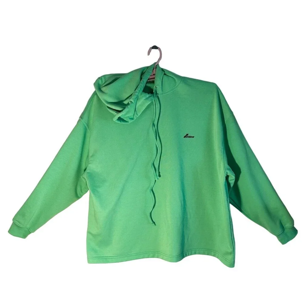 We11done Graphic Oversized Small Ex-Boyfriend Green Hooded T-Shirt/Sweatshirt - Picture 1 of 9